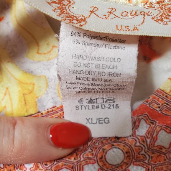 Y2K Fairy Witch Dress Women XL Multicolor Boho Midi Paisley Print Rhinestone TDV - Picture 5 of 10